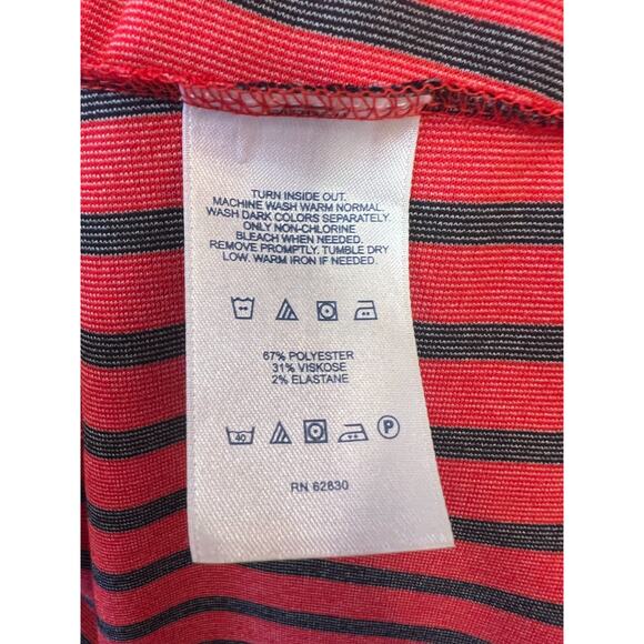 Lands' End Size SM 6/8 Dress Red with Dark Navy Stripes V Neck - Picture 3 of 5